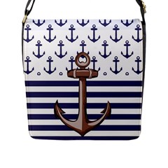 Anchor Background Design Flap Closure Messenger Bag (l) by Semog4