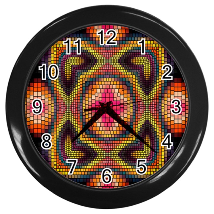 Kaleidoscope Art Pattern Ornament Wall Clock (Black)