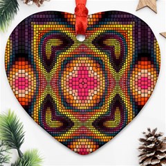 Kaleidoscope Art Pattern Ornament Heart Ornament (two Sides)