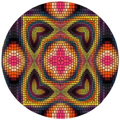 Kaleidoscope Art Pattern Ornament Wooden Puzzle Round by Semog4