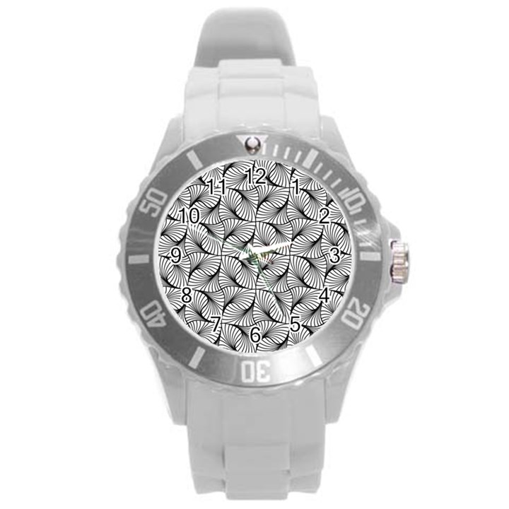 Abstract Seamless Pattern Round Plastic Sport Watch (L)