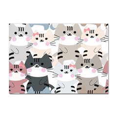 Cute Cat Couple Seamless Pattern Cartoon Sticker A4 (100 pack)