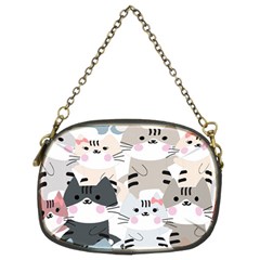 Cute Cat Couple Seamless Pattern Cartoon Chain Purse (Two Sides)