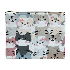 Cute Cat Couple Seamless Pattern Cartoon Cosmetic Bag (XL)