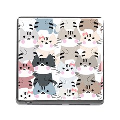 Cute Cat Couple Seamless Pattern Cartoon Memory Card Reader (Square 5 Slot)