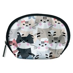 Cute Cat Couple Seamless Pattern Cartoon Accessory Pouch (Medium)