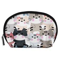 Cute Cat Couple Seamless Pattern Cartoon Accessory Pouch (Large)