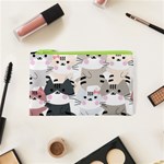 Cute Cat Couple Seamless Pattern Cartoon Cosmetic Bag (XS) Front