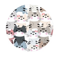 Cute Cat Couple Seamless Pattern Cartoon Mini Round Pill Box