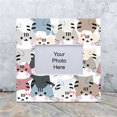 Cute Cat Couple Seamless Pattern Cartoon White Box Photo Frame 4  x 6 