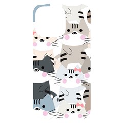 Cute Cat Couple Seamless Pattern Cartoon iPhone 14 Pro Max Black UV Print Case