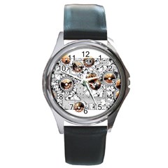 Gears Movement Machine Round Metal Watch