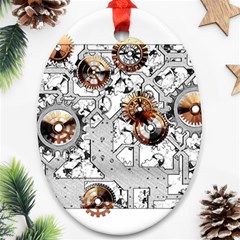 Gears Movement Machine Oval Ornament (two Sides)