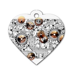 Gears Movement Machine Dog Tag Heart (Two Sides)