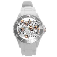 Gears Movement Machine Round Plastic Sport Watch (L)