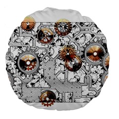 Gears Movement Machine Large 18  Premium Round Cushions