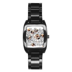 Gears Movement Machine Stainless Steel Barrel Watch