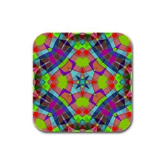 Farbenpracht Kaleidoscope Pattern Rubber Square Coaster (4 Pack) by Semog4