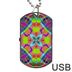 Farbenpracht Kaleidoscope Pattern Dog Tag Usb Flash (one Side) by Semog4