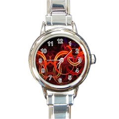 Background Fractal Abstract Round Italian Charm Watch by Semog4