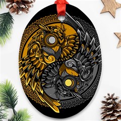 Yin Yang Owl Doodle Ornament Illustration Ornament (oval)