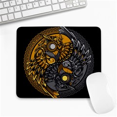 Yin Yang Owl Doodle Ornament Illustration Large Mousepad by Semog4