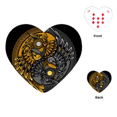 Yin Yang Owl Doodle Ornament Illustration Playing Cards Single Design (heart)