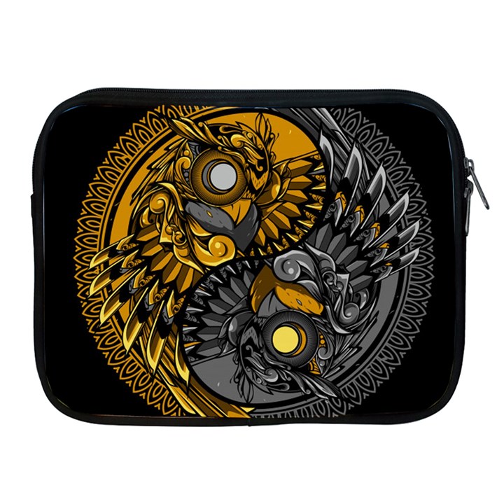 Yin Yang Owl Doodle Ornament Illustration Apple iPad 2/3/4 Zipper Cases