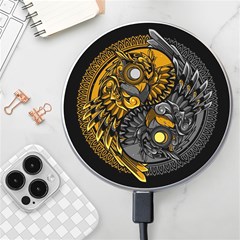 Yin Yang Owl Doodle Ornament Illustration Wireless Fast Charger(white) by Semog4