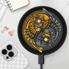 Yin Yang Owl Doodle Ornament Illustration Wireless Fast Charger(black)