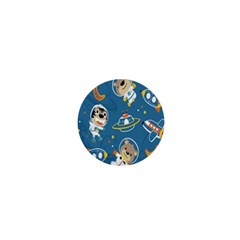 Seamless Pattern Funny Astronaut Outer Space Transportation 1  Mini Buttons by Semog4