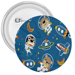 Seamless Pattern Funny Astronaut Outer Space Transportation 3  Buttons by Semog4