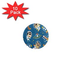 Seamless Pattern Funny Astronaut Outer Space Transportation 1  Mini Magnet (10 Pack)  by Semog4