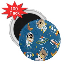 Seamless Pattern Funny Astronaut Outer Space Transportation 2 25  Magnets (100 Pack)  by Semog4