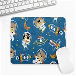 Seamless Pattern Funny Astronaut Outer Space Transportation Large Mousepad Front