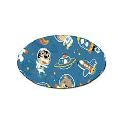 Seamless Pattern Funny Astronaut Outer Space Transportation Sticker (oval) by Semog4