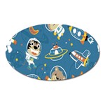 Seamless Pattern Funny Astronaut Outer Space Transportation Oval Magnet Front