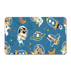 Seamless Pattern Funny Astronaut Outer Space Transportation Magnet (rectangular) by Semog4