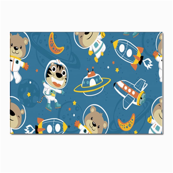 Seamless Pattern Funny Astronaut Outer Space Transportation Postcards 5  x 7  (Pkg of 10)