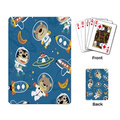 Seamless Pattern Funny Astronaut Outer Space Transportation Playing Cards Single Design (rectangle)