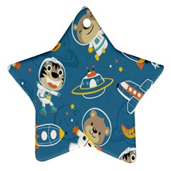 Seamless Pattern Funny Astronaut Outer Space Transportation Star Ornament (two Sides) by Semog4