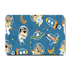 Seamless Pattern Funny Astronaut Outer Space Transportation Small Doormat by Semog4