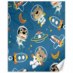 Seamless Pattern Funny Astronaut Outer Space Transportation Canvas 11  X 14  by Semog4