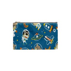 Seamless Pattern Funny Astronaut Outer Space Transportation Cosmetic Bag (small) by Semog4