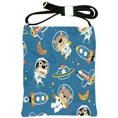 Seamless Pattern Funny Astronaut Outer Space Transportation Shoulder Sling Bag by Semog4