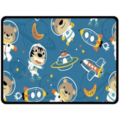 Seamless Pattern Funny Astronaut Outer Space Transportation Fleece Blanket (large) by Semog4