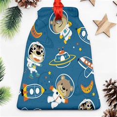 Seamless Pattern Funny Astronaut Outer Space Transportation Ornament (bell)