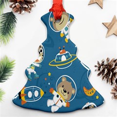 Seamless Pattern Funny Astronaut Outer Space Transportation Christmas Tree Ornament (two Sides)