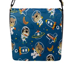 Seamless Pattern Funny Astronaut Outer Space Transportation Flap Closure Messenger Bag (l) by Semog4