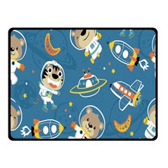 Seamless Pattern Funny Astronaut Outer Space Transportation Two Sides Fleece Blanket (small) by Semog4